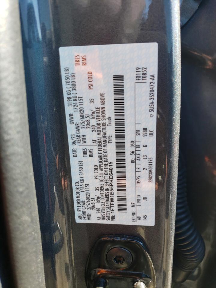2023 FORD F150 SUPERCREW VIN:1FTFW1E55PKE64015