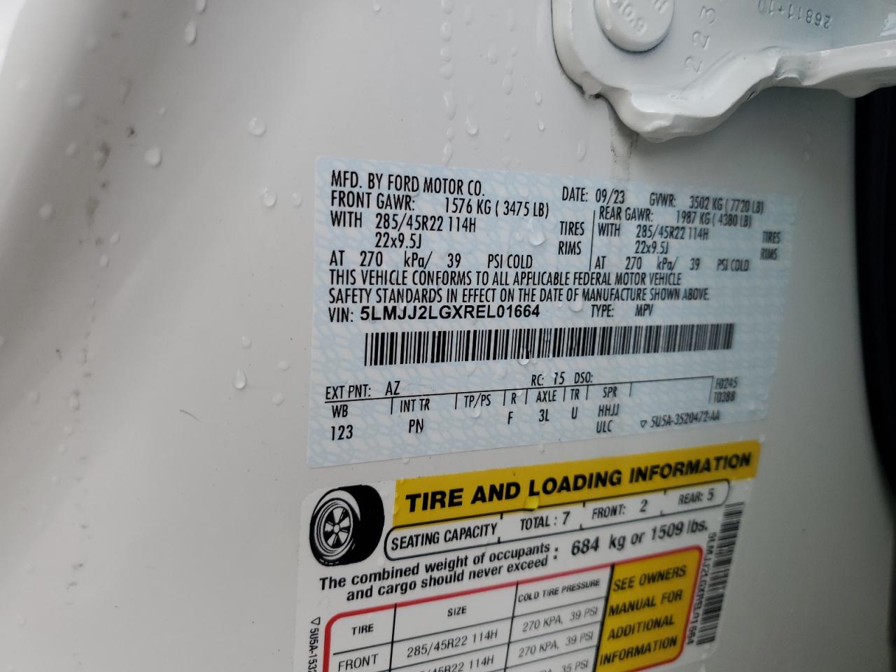 2024 LINCOLN NAVIGATOR RESERVE VIN:5LMJJ2LGXREL01664