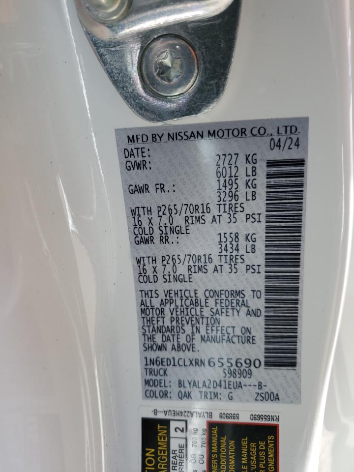 2024 NISSAN FRONTIER S VIN:1N6ED1CLXRN655690