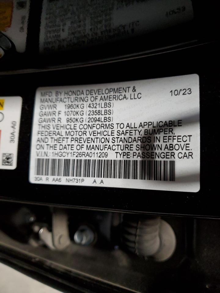 2024 HONDA ACCORD LX VIN:1HGCY1F26RA011209