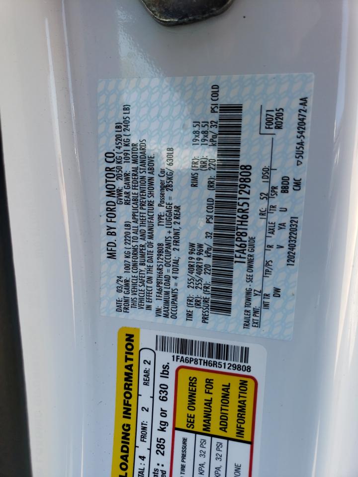 2024 FORD MUSTANG VIN:1FA6P8TH6R5129808