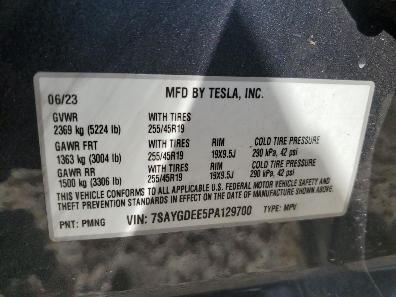 2023 TESLA MODEL Y VIN:7SAYGDEE5PA129700
