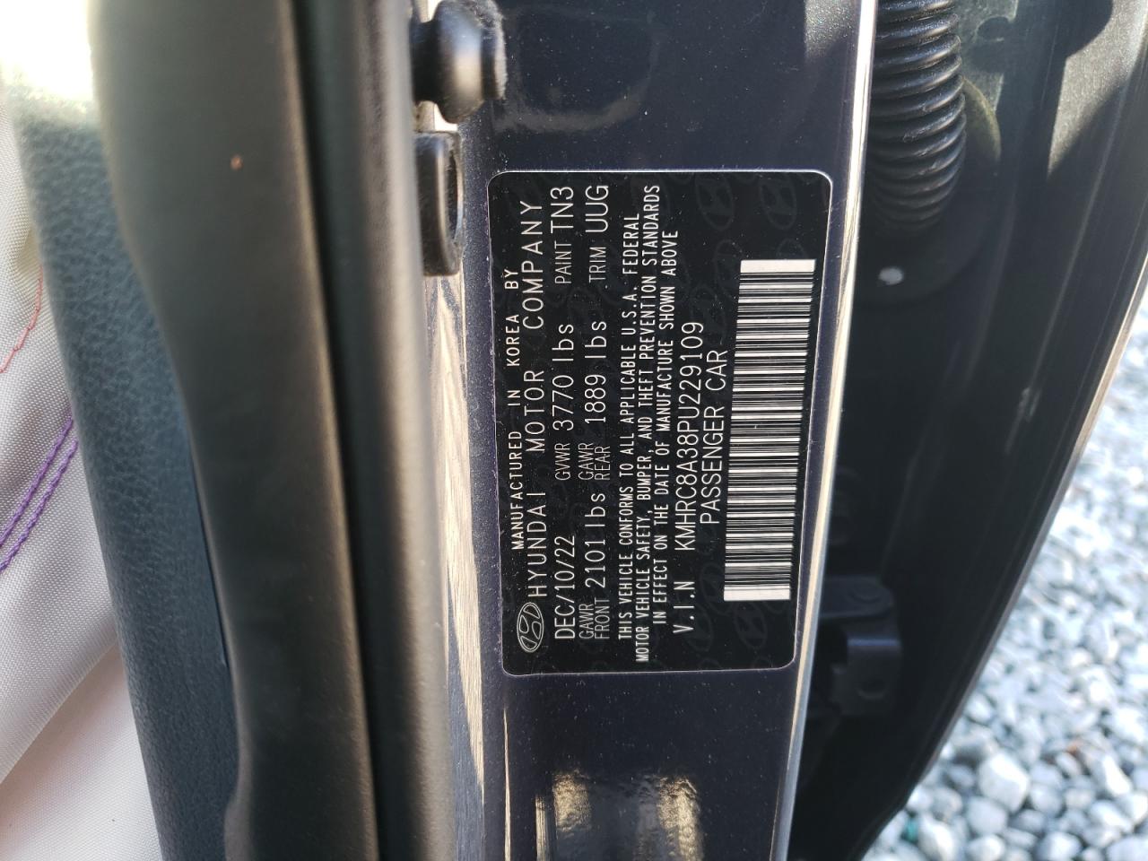 2023 HYUNDAI VENUE SEL VIN:KMHRC8A38PU229109