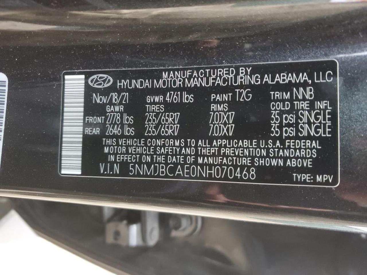 2022 HYUNDAI TUCSON SEL VIN:5NMJBCAE0NH070468