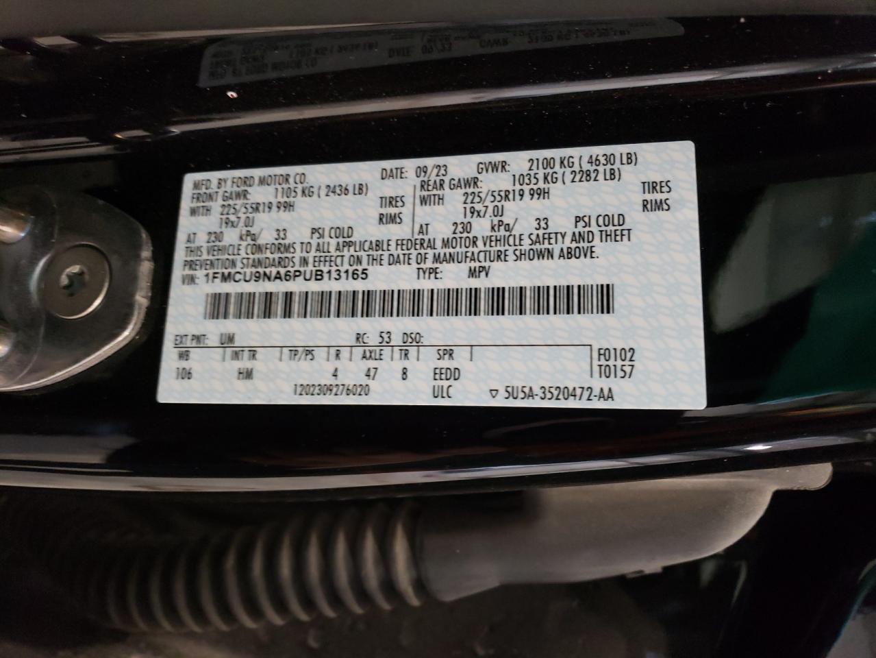 2023 FORD ESCAPE ST LINE SELECT VIN:1FMCU9NA6PUB13165