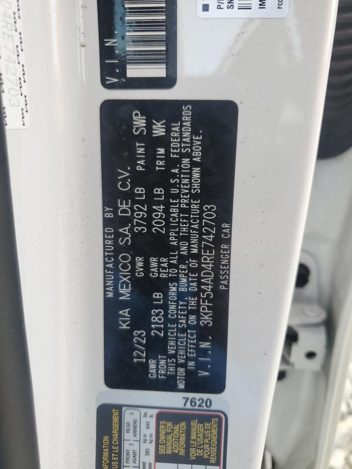 2024 KIA FORTE GT LINE VIN:3KPF54AD4RE742703