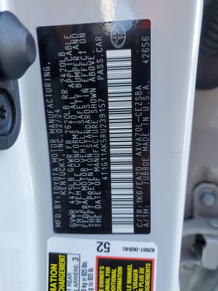 2024 TOYOTA CAMRY SE NIGHT SHADE VIN:4T1G11AK5RU239157