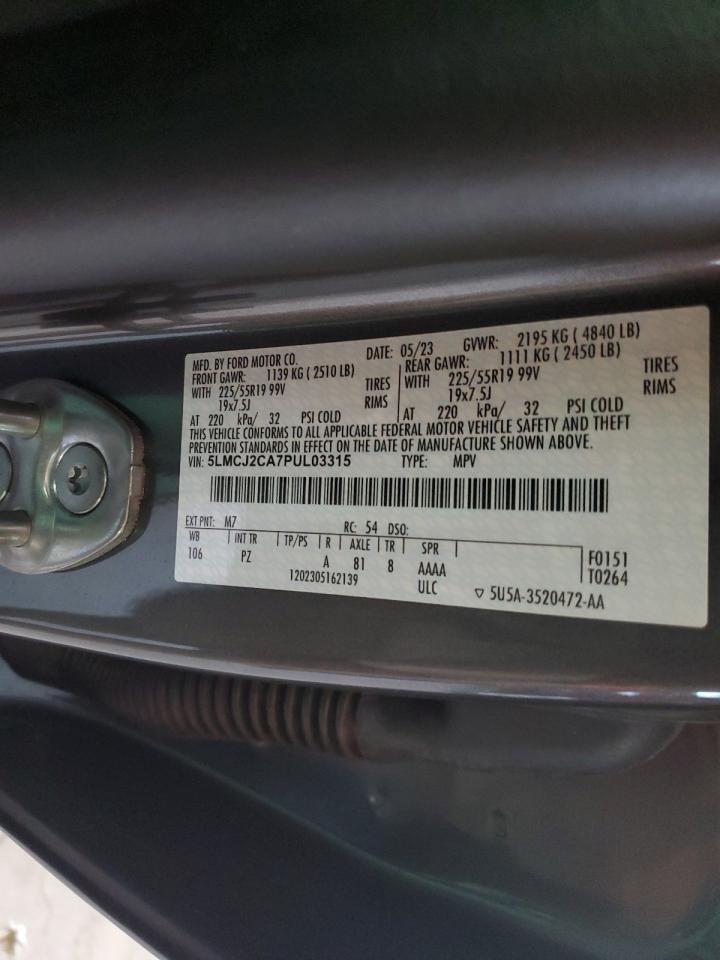 2023 LINCOLN CORSAIR RESERVE VIN:5LMCJ2CA7PUL03315