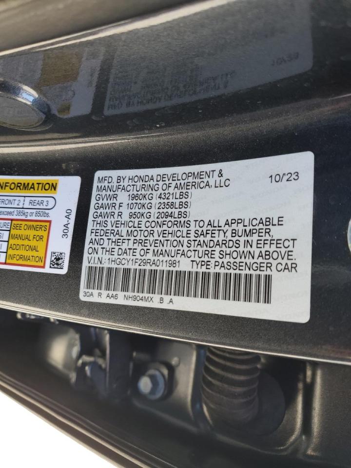 2024 HONDA ACCORD LX VIN:1HGCY1F29RA011981