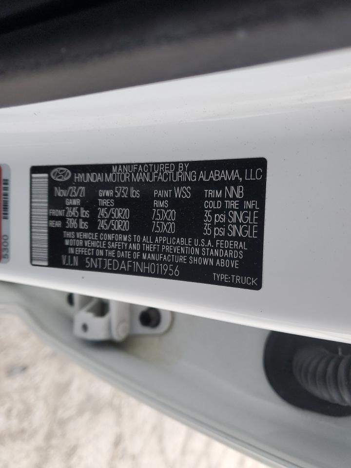 2022 HYUNDAI SANTA CRUZ LIMITED VIN:5NTJEDAF1NH011956