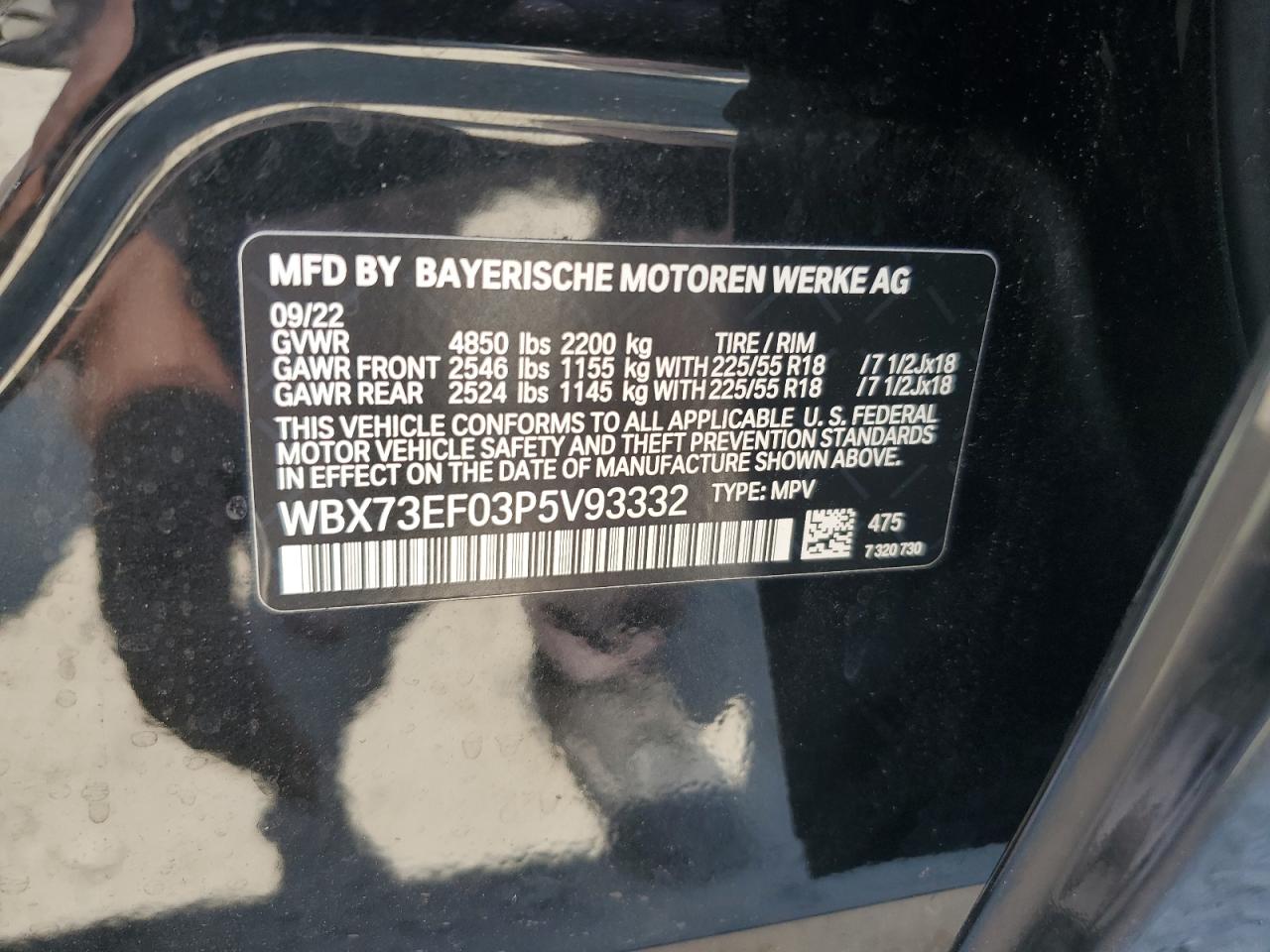 2023 BMW X1 XDRIVE28I VIN:WBX73EF03P5V93332