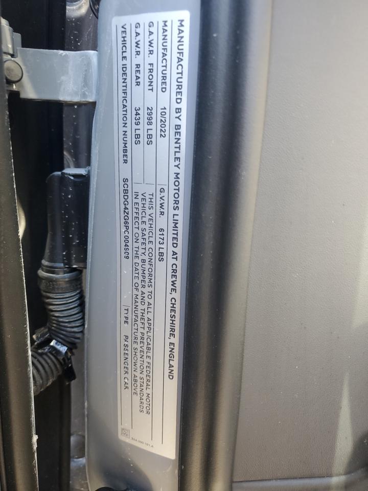 2023 BENTLEY CONTINENTAL GT VIN:SCBDG4ZG6PC004909