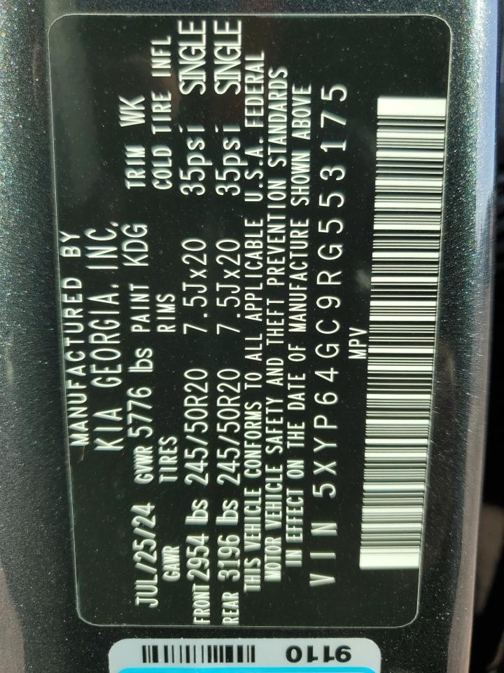 2024 KIA TELLURIDE S VIN:5XYP64GC9RG553175