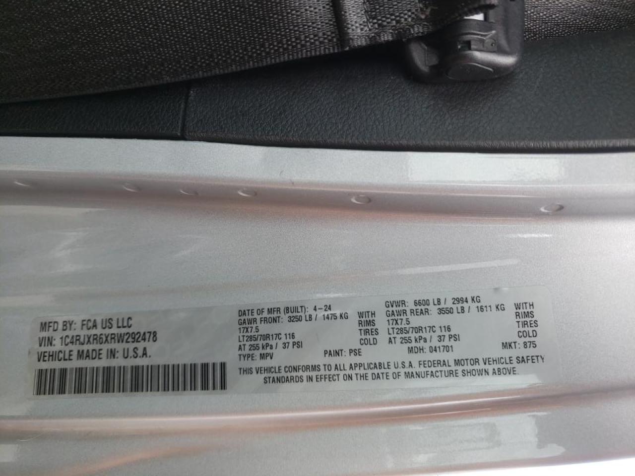 2024 JEEP WRANGLER RUBICON 4XE VIN:1C4RJXR6XRW292478