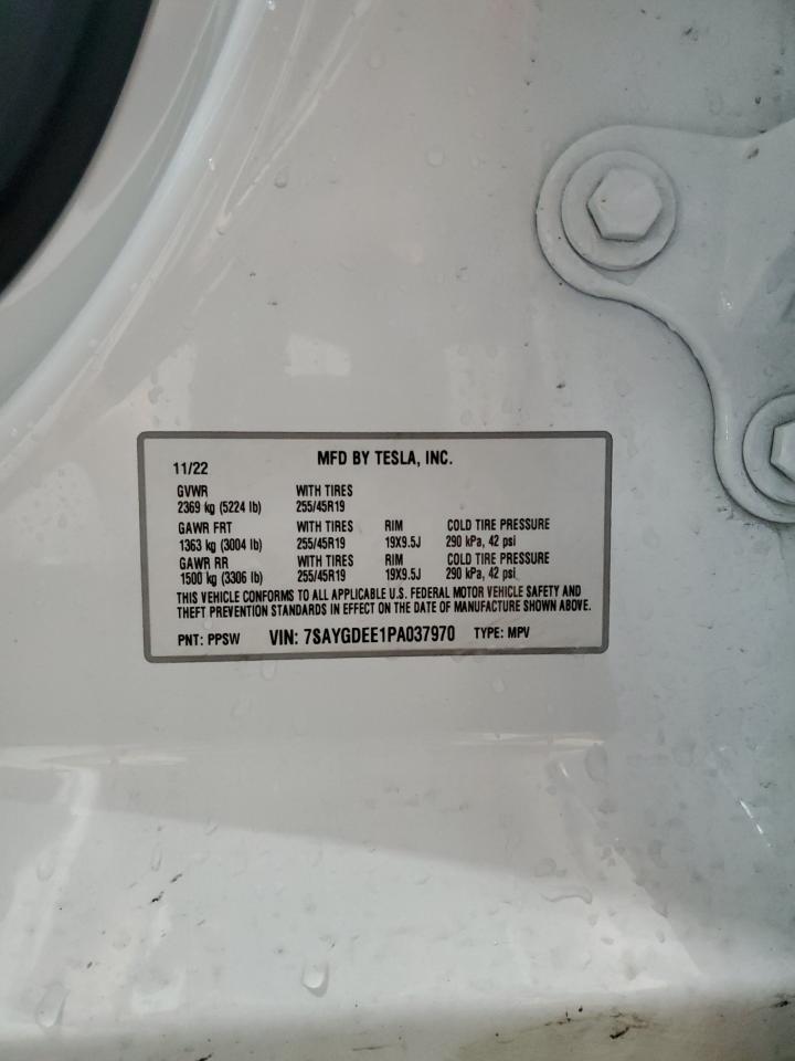 2023 TESLA MODEL Y VIN:7SAYGDEE1PA037970