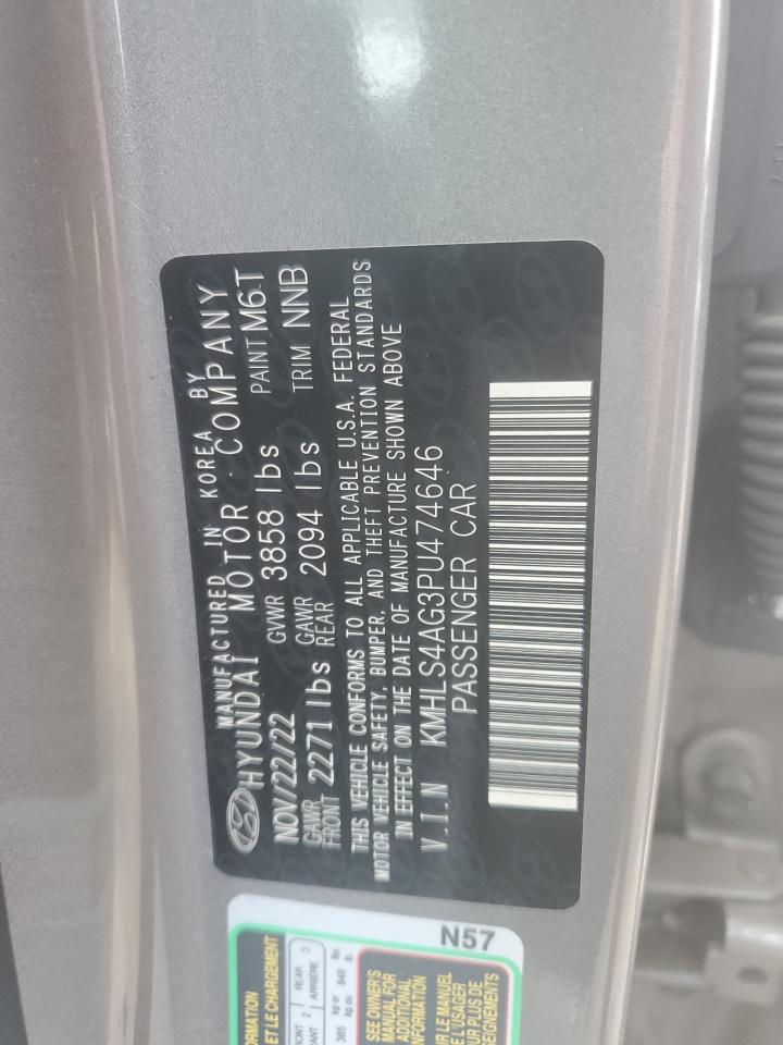 2023 HYUNDAI ELANTRA SEL VIN:KMHLS4AG3PU474646