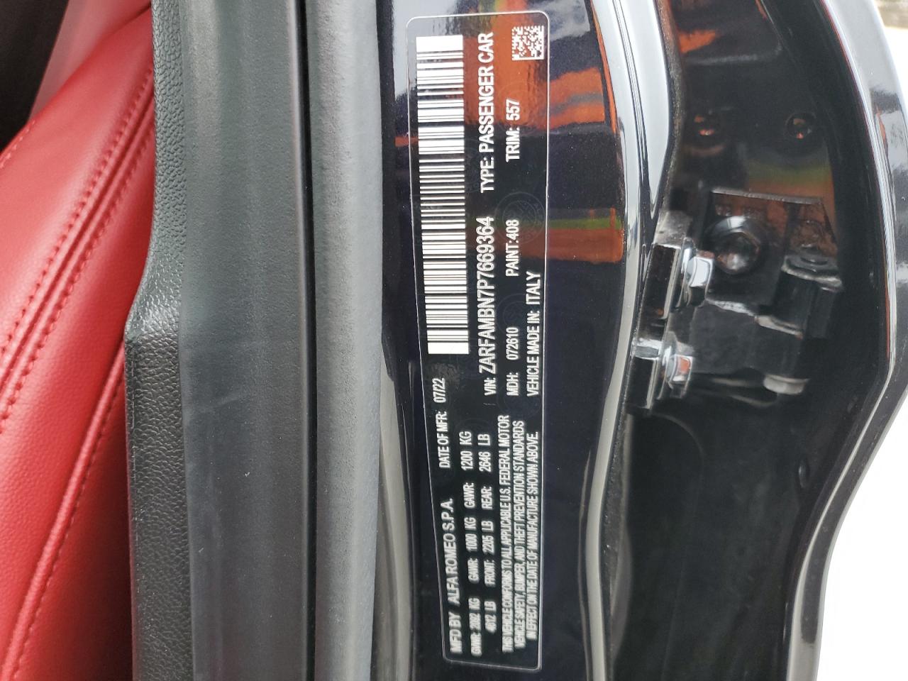 2023 ALFA ROMEO GIULIA TI VIN:ZARFAMBN7P7669364