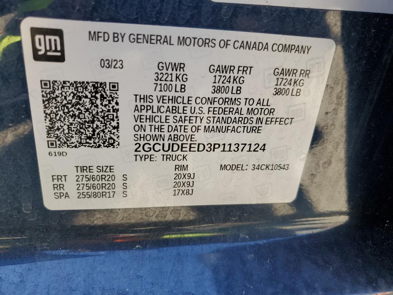 2023 CHEVROLET SILVERADO K1500 RST VIN:2GCUDEED3P1137124