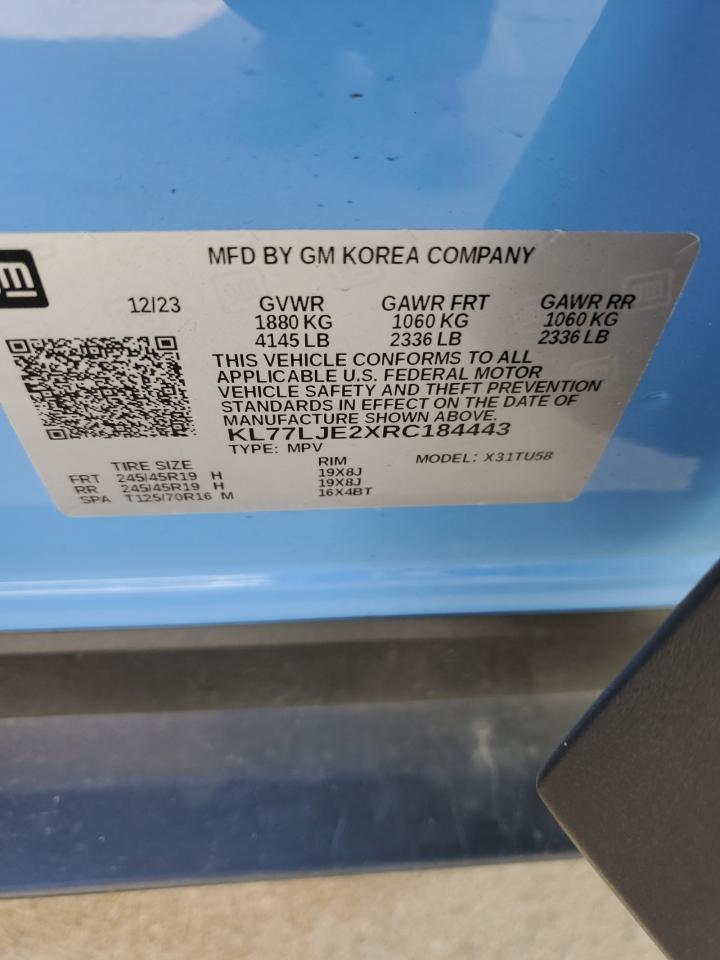 2024 CHEVROLET TRAX 2RS VIN:KL77LJE2XRC184443