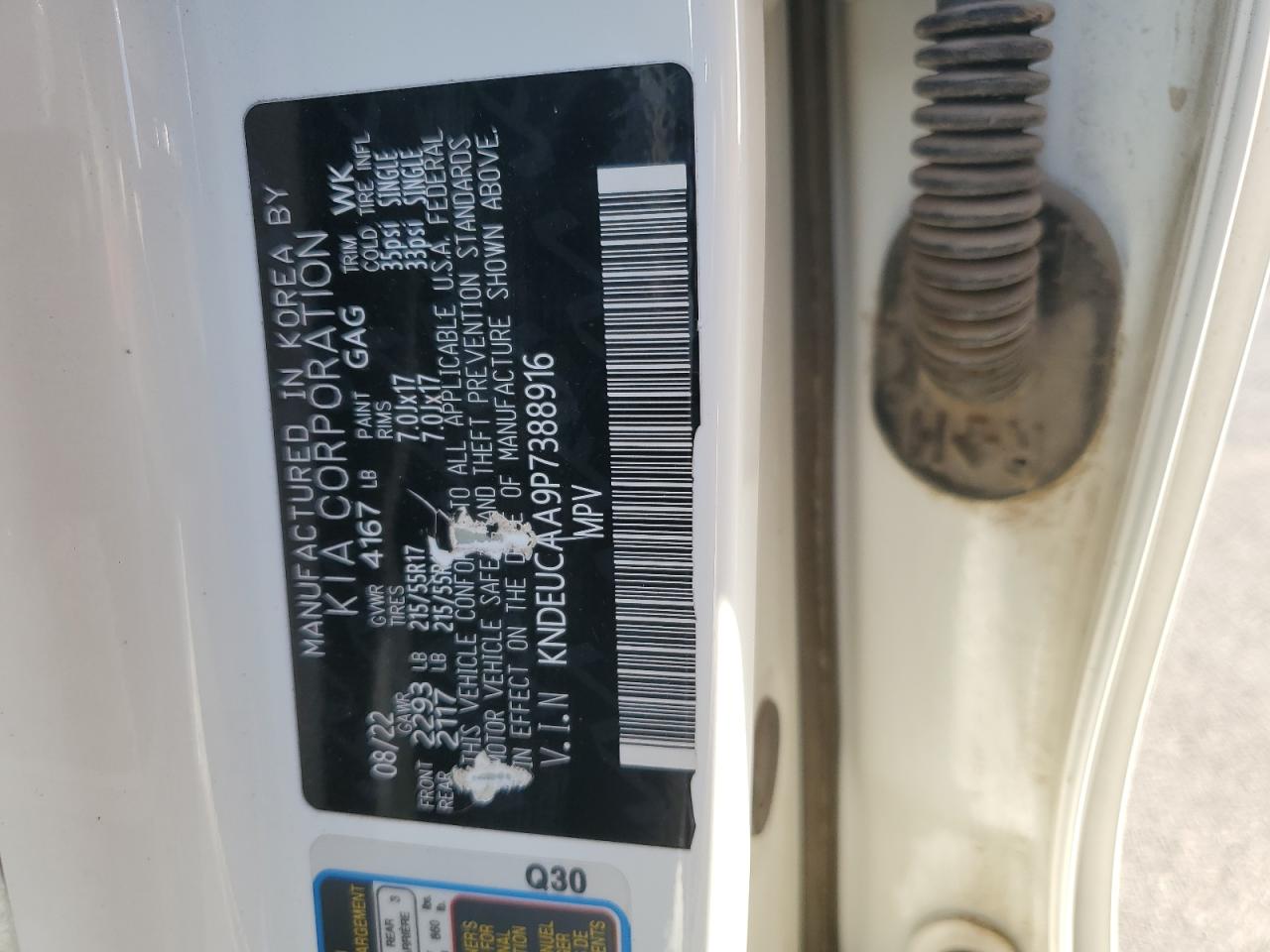 2023 KIA SELTOS S VIN:KNDEUCAA9P7388916