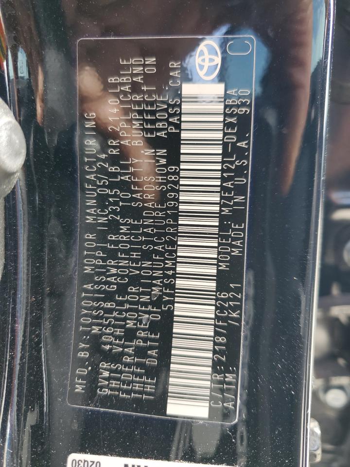 2024 TOYOTA COROLLA SE VIN:5YFS4MCE2RP199289