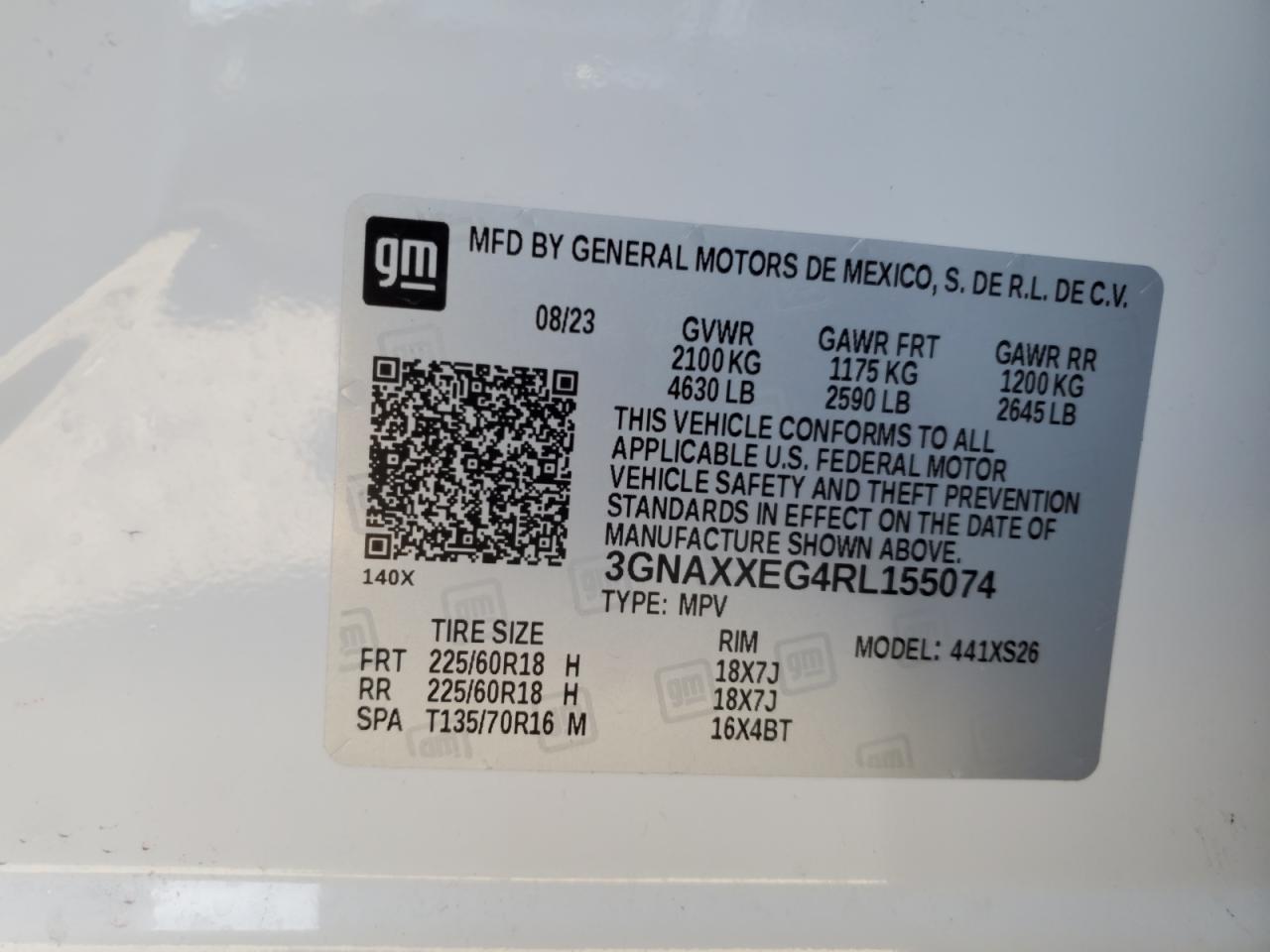 2024 CHEVROLET EQUINOX PREMIERE VIN:3GNAXXEG4RL155074