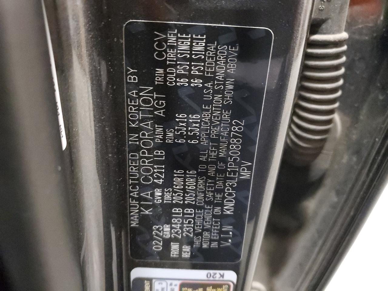 2023 KIA NIRO LX VIN:KNDCP3LE1P5088782