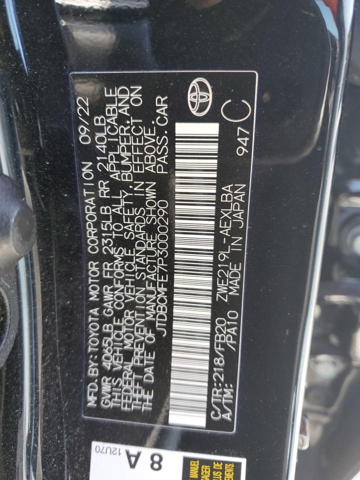 2023 TOYOTA COROLLA LE VIN:JTDBCMFE7P3000290