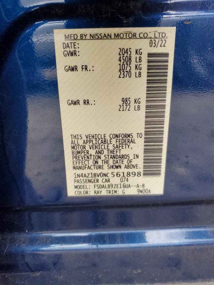 2022 NISSAN LEAF S VIN:1N4AZ1BV0NC561898