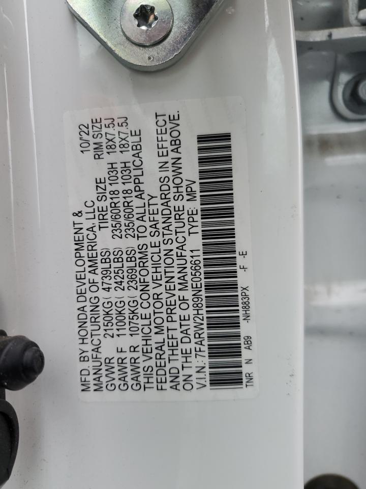 2022 HONDA CR-V EXL VIN:7FARW2H89NE056611