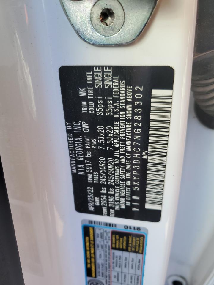 2022 KIA TELLURIDE EX VIN:5XYP3DHC7NG283302