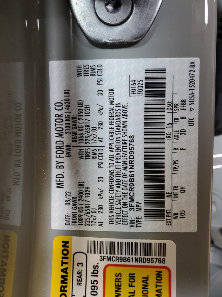 2022 FORD BRONCO SPORT BIG BEND VIN:3FMCR9B61NRD95768