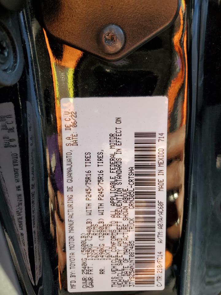 2022 TOYOTA TACOMA ACCESS CAB VIN:3TYSZ5AN1NT087485