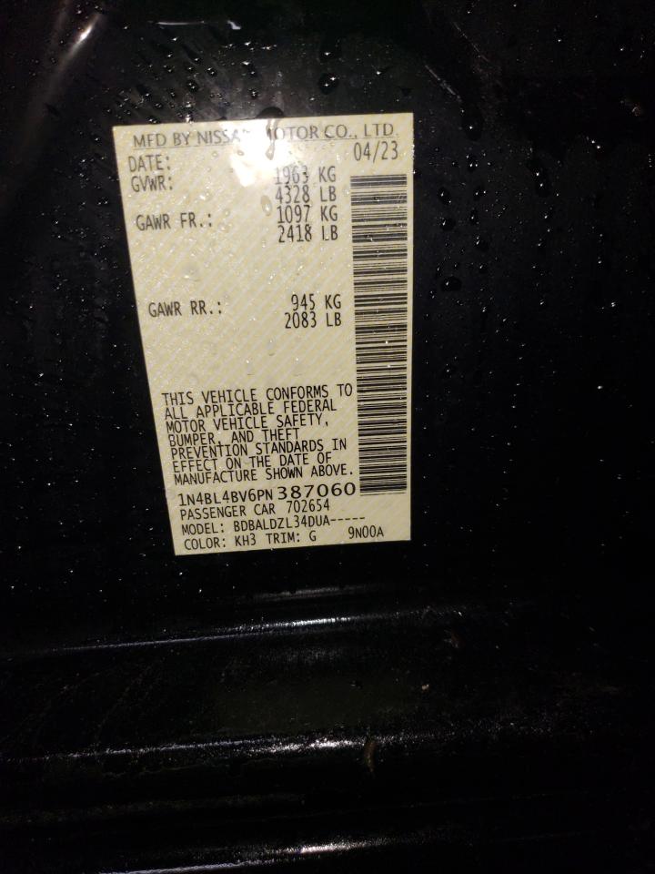 2023 NISSAN ALTIMA S VIN:1N4BL4BV6PN387060