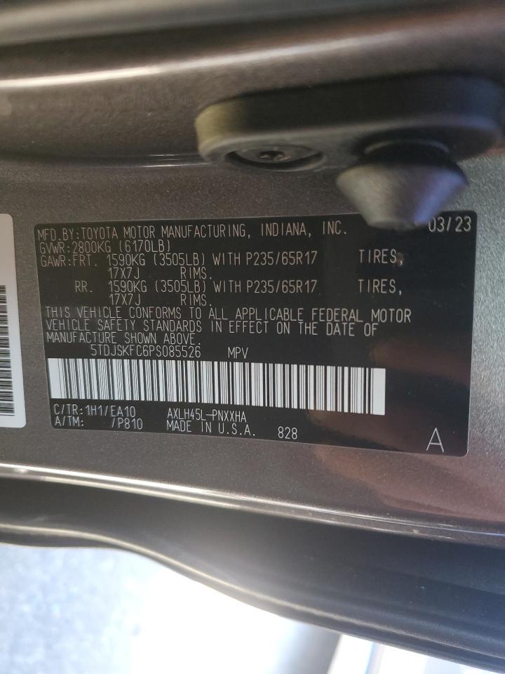 2023 TOYOTA SIENNA XLE VIN:5TDJSKFC6PS085526