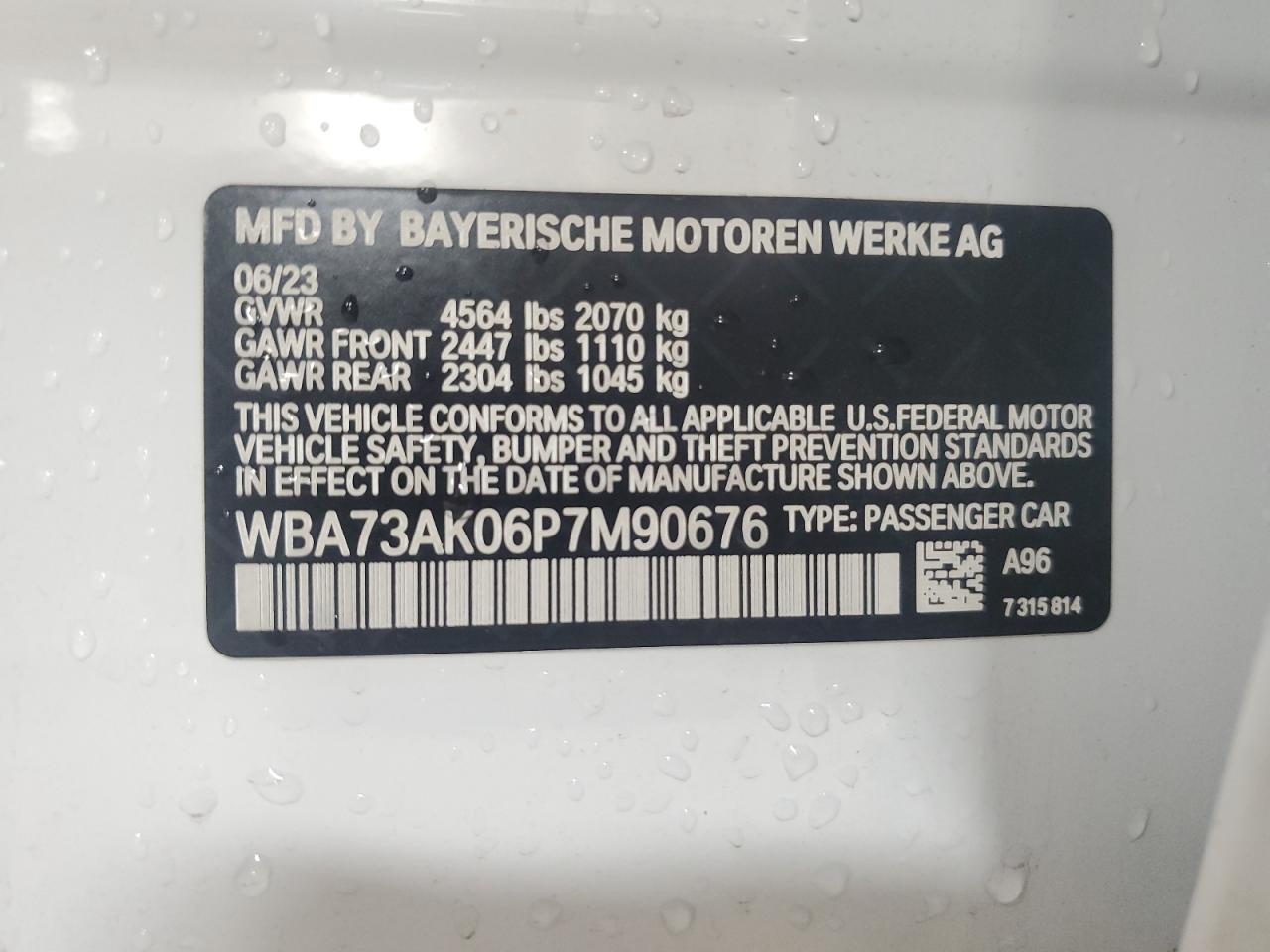 2023 BMW 228XI VIN:WP0AA2A8XNS255297