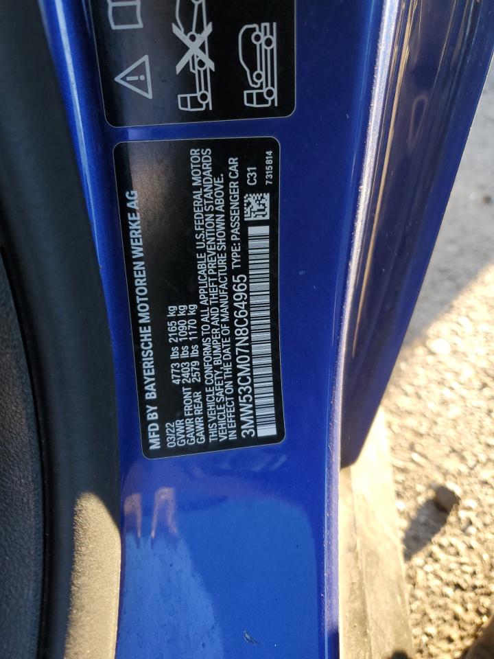 2022 BMW M240XI VIN:3MW53CM07N8C64965