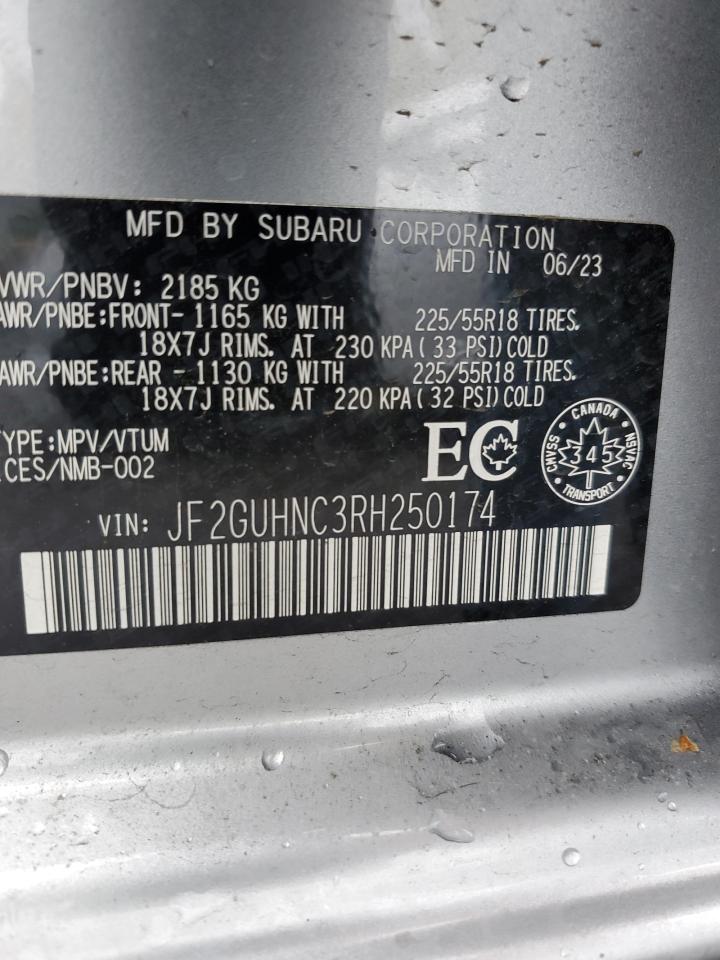 2024 SUBARU CROSSTREK LIMITED VIN:JF2GUHNC3RH250174