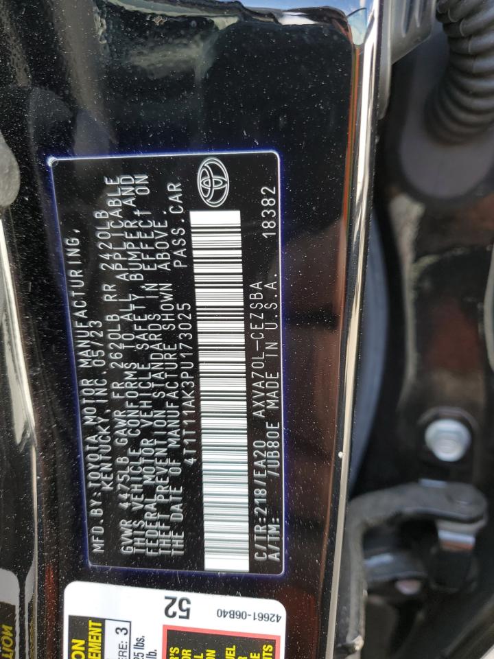 2023 TOYOTA CAMRY SE NIGHT SHADE VIN:4T1T11AK3PU173025