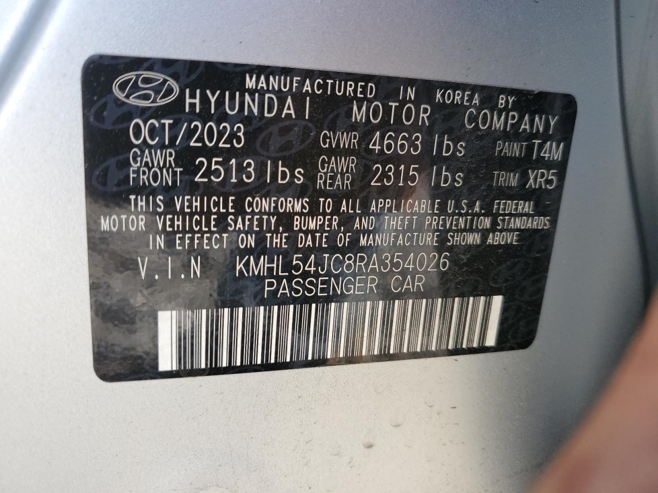 2024 HYUNDAI SONATA N LINE VIN:KMHL54JC8RA354026