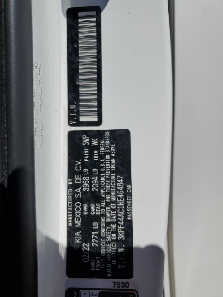 2022 KIA FORTE GT VIN:3KPF44AC1NE464847