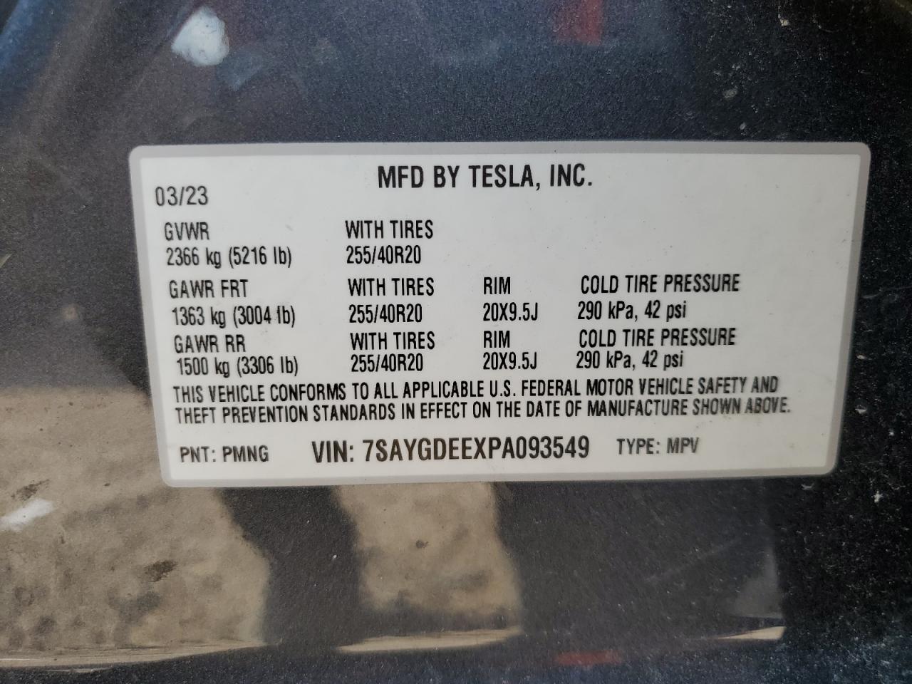 2023 TESLA MODEL Y VIN:7SAYGDEEXPA093549