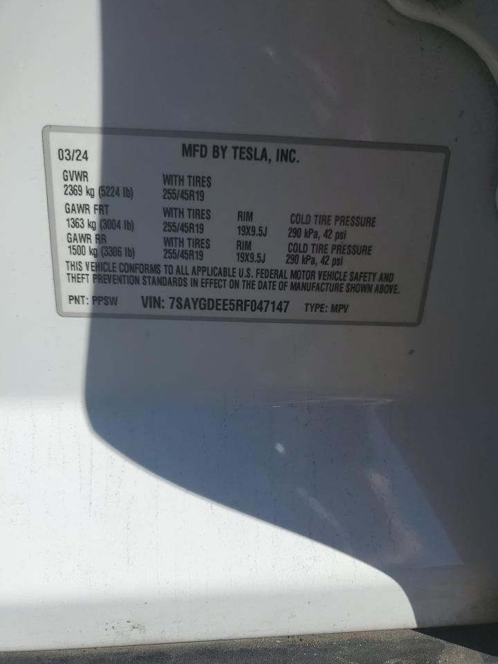 2024 TESLA MODEL Y VIN:7SAYGDEE5RF047147