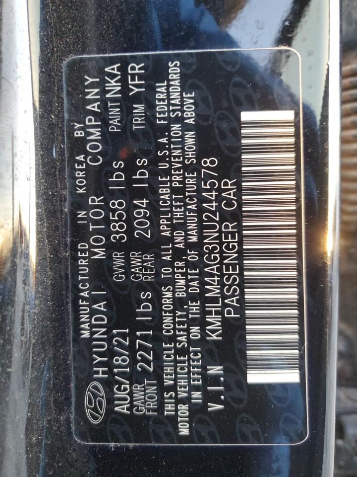 2022 HYUNDAI ELANTRA SEL VIN:KMHLM4AG3NU244578