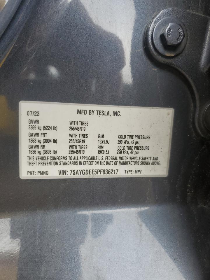 2023 TESLA MODEL Y VIN:7SAYGDEE5PF836217