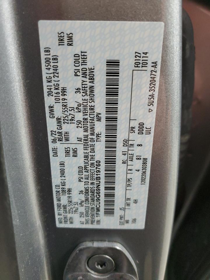 2022 FORD ESCAPE SE VIN:1FMCU9G69NUB19760