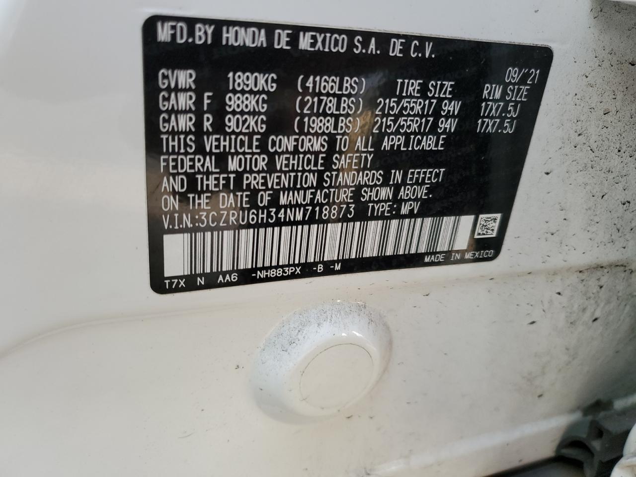 2022 HONDA HR-V LX VIN:3CZRU6H34NM718873