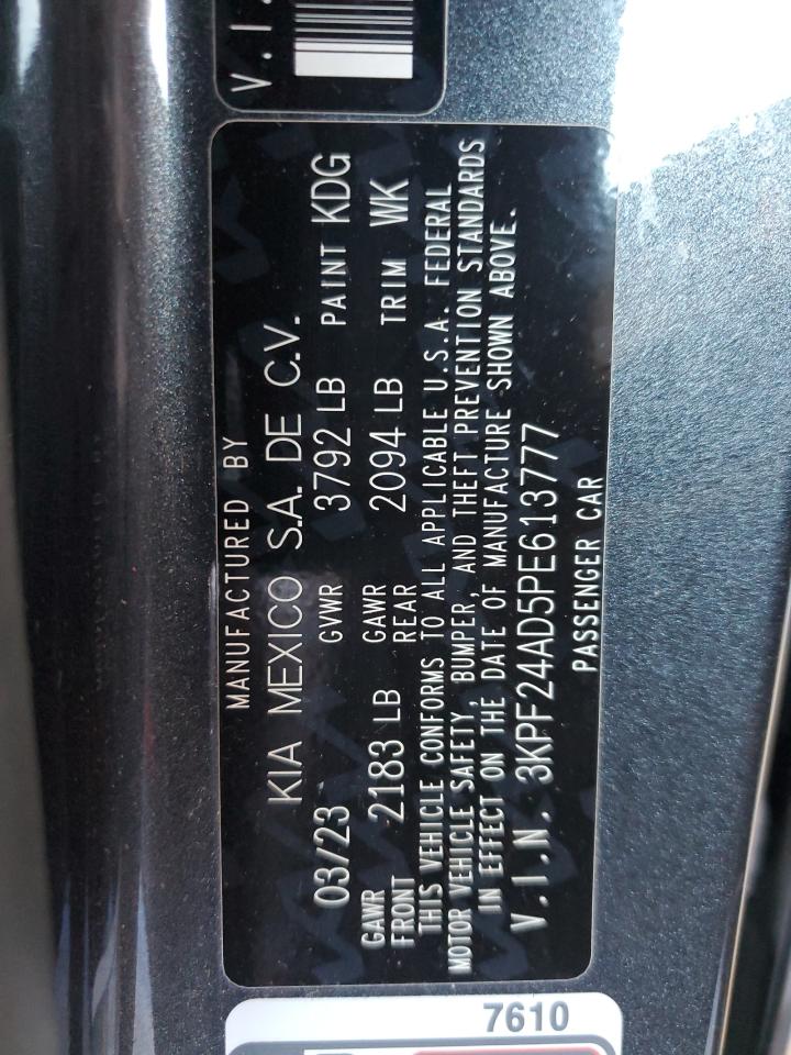 2023 KIA FORTE LX VIN:WP0AA2A8XNS255297