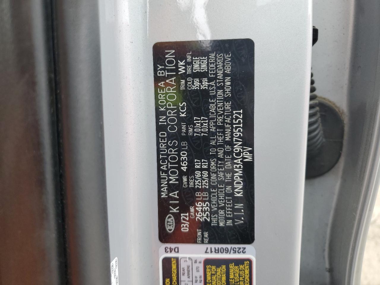 2022 KIA SPORTAGE LX VIN:KNDPM3AC9N7951521