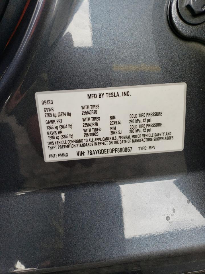 2023 TESLA MODEL Y VIN:7SAYGDEE0PF880867